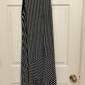 CAbi Black and White Asymmetrical A-Line Maxi Skirt